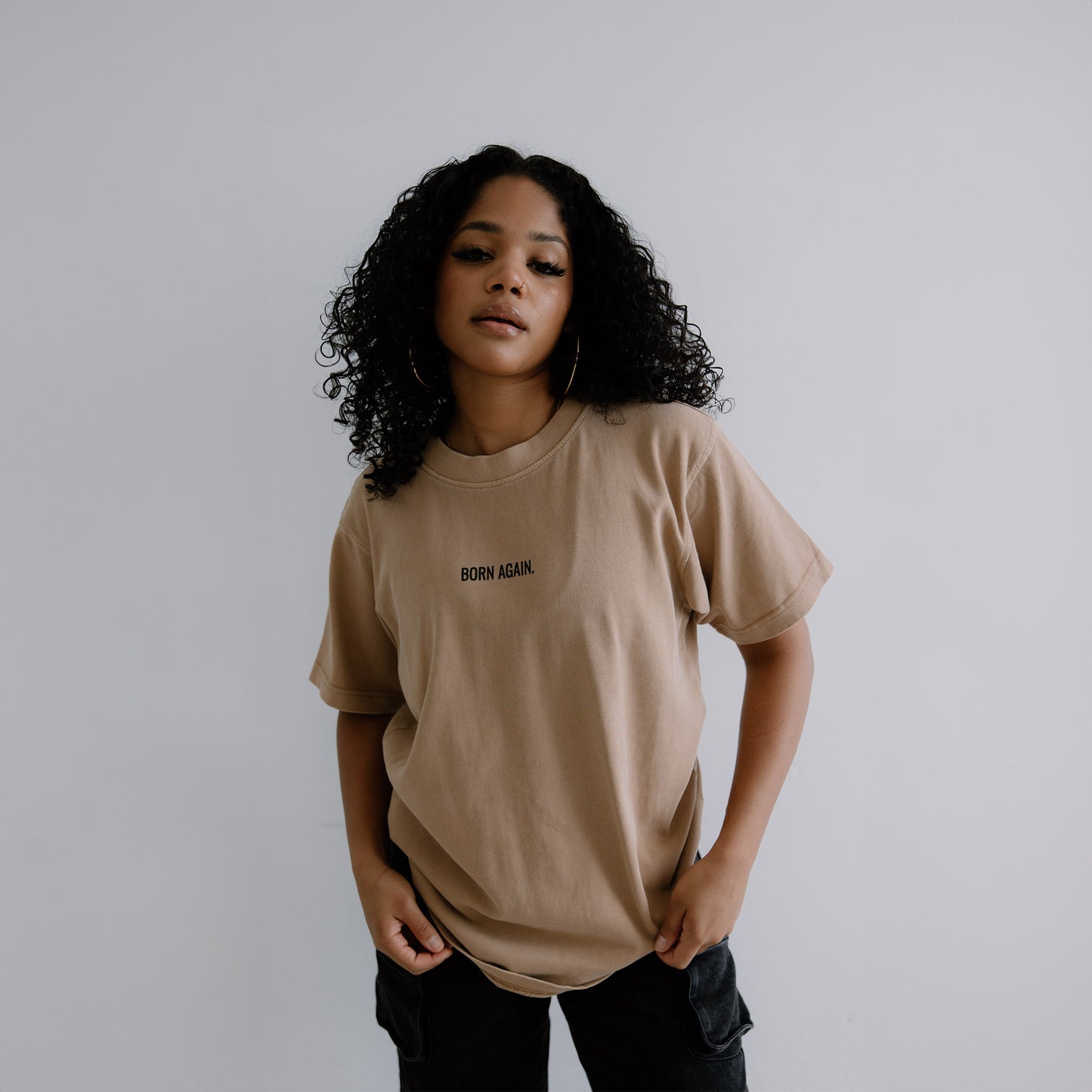 BORN AGAIN OVERSIZED TEE (SANDSTONE BEIGE) - effortless essentials co.