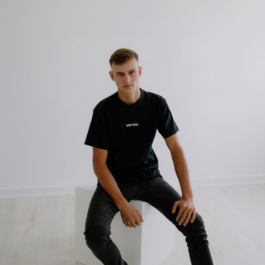 BORN AGAIN OVERSIZED TEE (WASHED BLACK) - effortless essentials co.