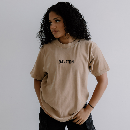 SALVATION OVERSIZED TEE (SANDSTONE BEIGE) - effortless essentials co.